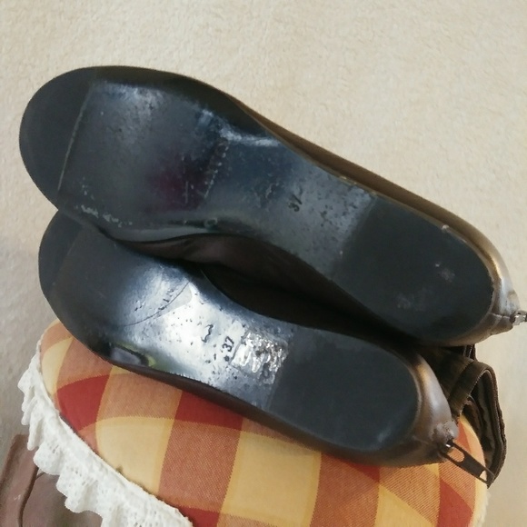 HP! Lanvin Sz 7 Brown Leather Flat Boots - Picture 7 of 8